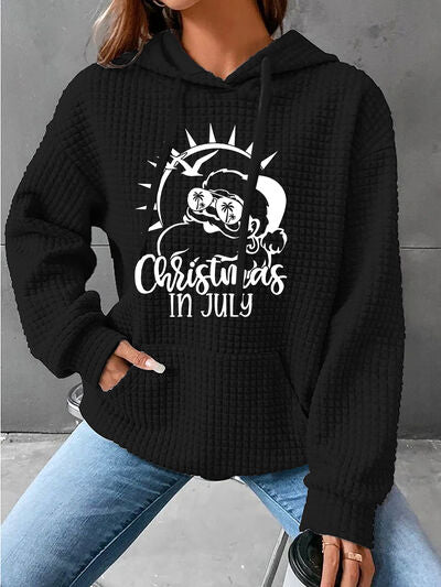 Full Size CHRISTMAS IN JULY Drawstring Long Sleeve Hoodie